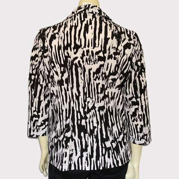 New Zenergy Neema brush strokes jacket size 0 black/white 3/4 sleeve - Picture 2 of 8